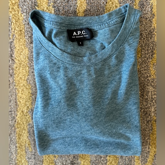 A.P.C. Heather Blue Women’s Size Small Short Sleeve T-Shirt - Picture 6 of 8